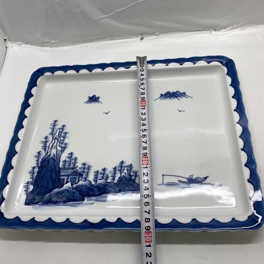 Amazon.co.jp: 有田焼 華山窯 角皿 山水画 陶器 和食器 大皿